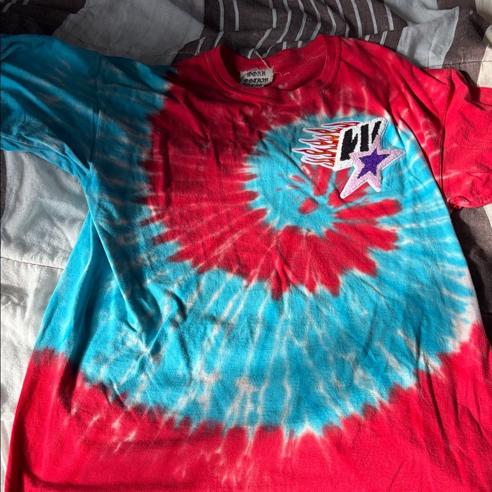 Vibrant Tie-Dye Tee - Red and Blue